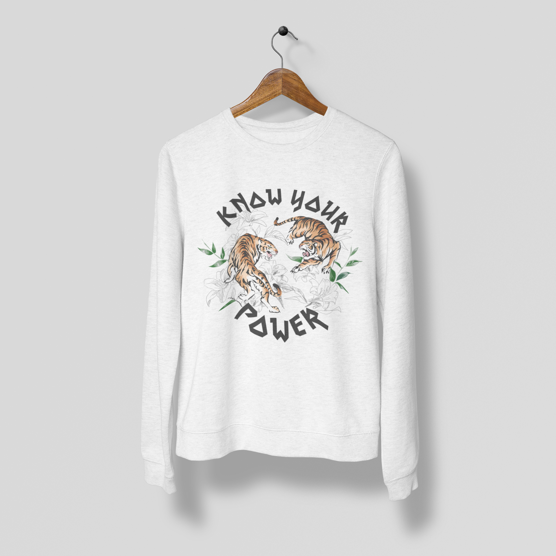 Know Your Power Tigers Print Sweatshirt White