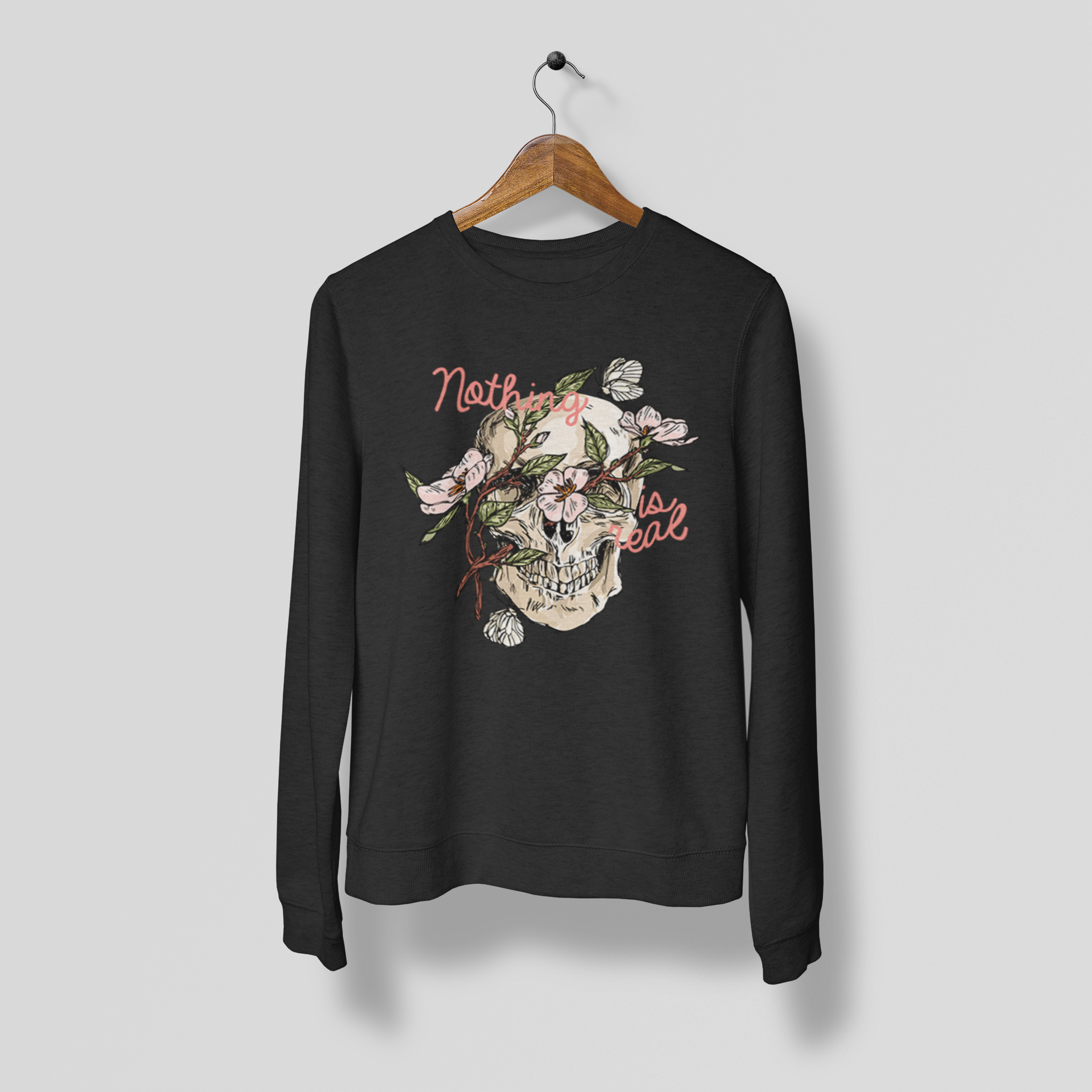 Skull Print Sweatshirt Women Black