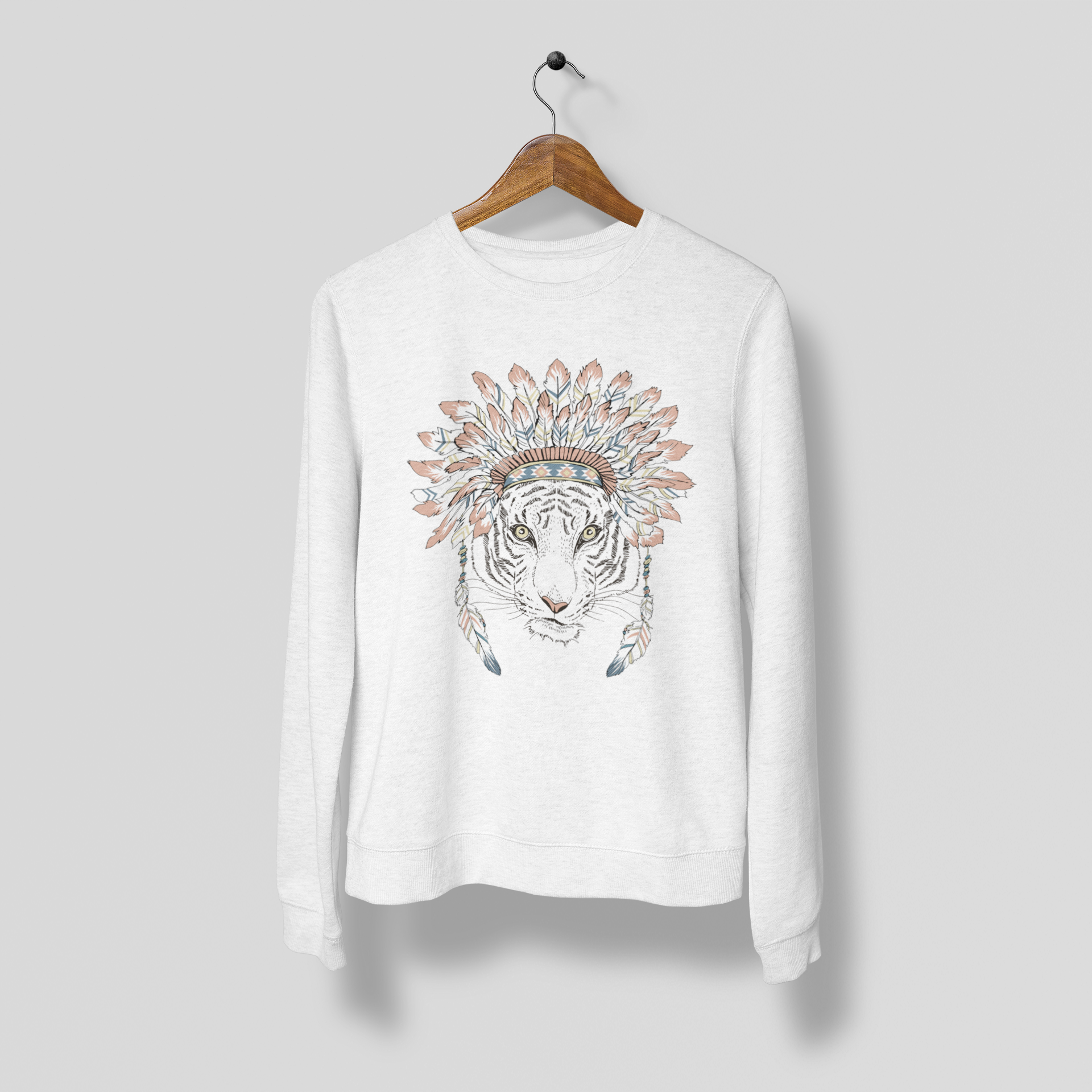 Tiger Headdress Print Sweatshirt Women White