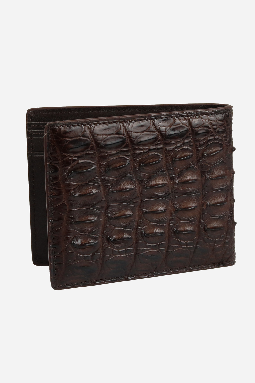 Crocodile Leather Wallet Back Part Brown