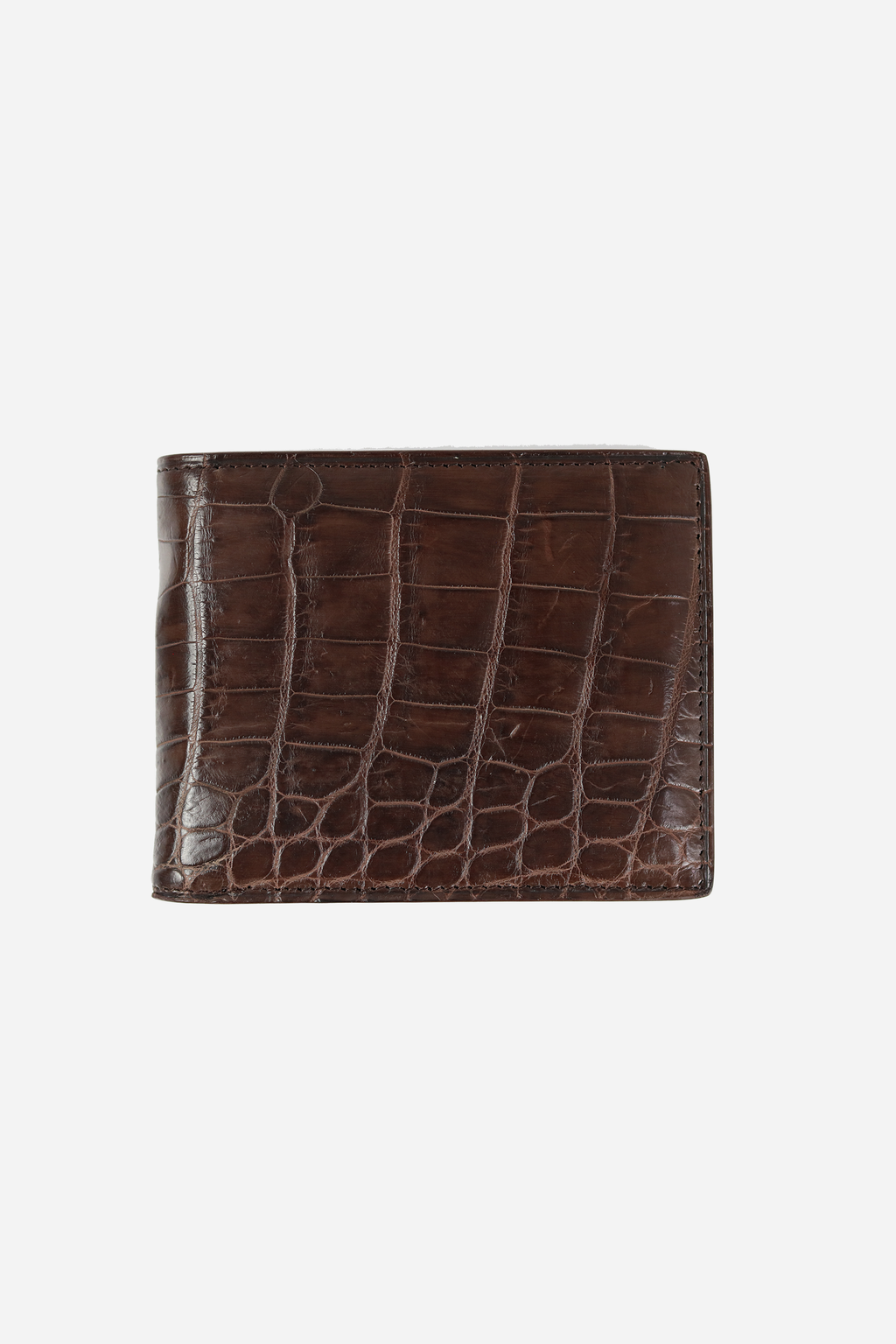 Crocodile Leather Wallet Flank Part Brown