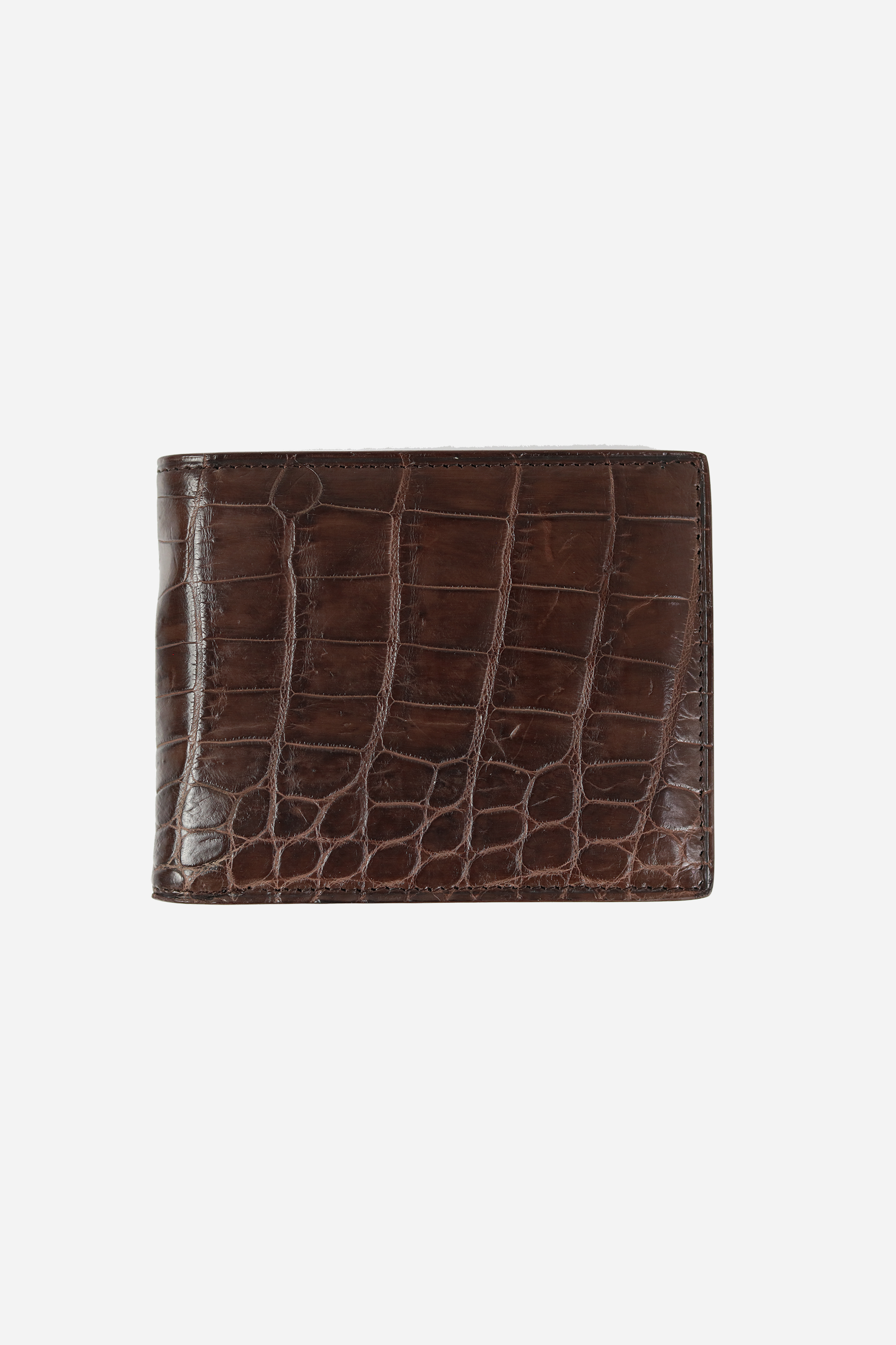 Crocodile Leather Wallet Flank Part Brown