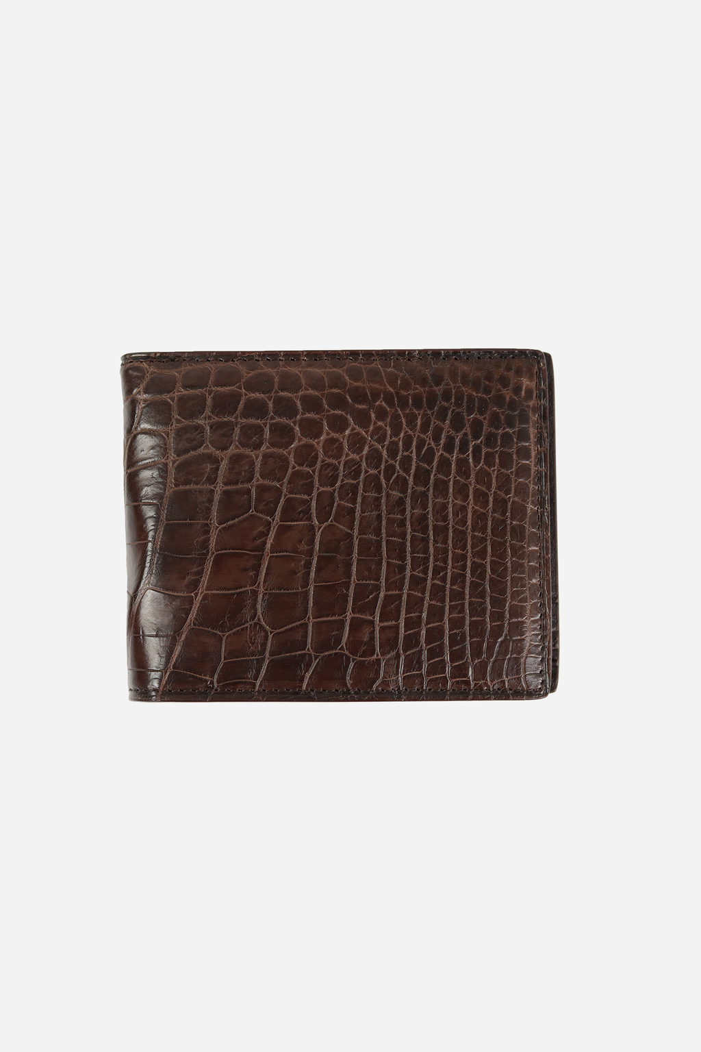 Crocodile Leather Wallet Flank Part Brown